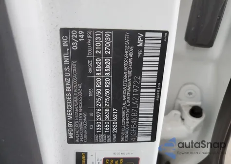 2020 Mercedes-Benz Gle 350 4Matic from USA, damaged, VIN 4JGFB4KB7LA219722